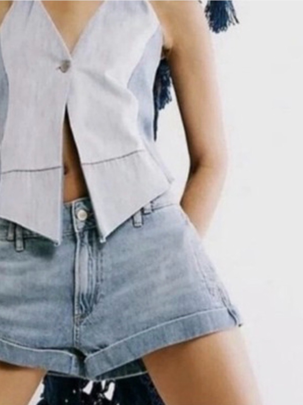 Free People Light Blue Denim Shorts